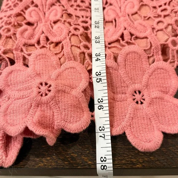 NWT Alfani Blush Pink Lace Midi Dress Bell Sleeve Wedding Guest Size M - Picture 7 of 8